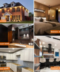 Lit Six Inch Canless Recessed Lighting Kit With 5CCT Adjustable from 2700K to 5000K shown in various residential settings