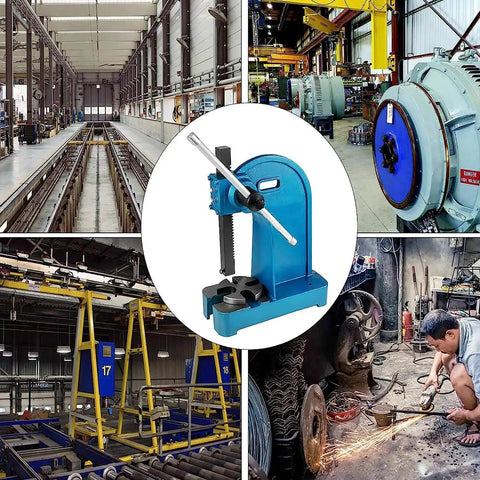 Heavy Duty Manual Arbor Press Built Like A Tank From Solid Cast Iron in a workshop setting, ideal for bending tasks.