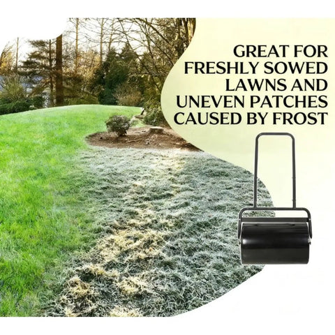 Versatile Push And Tow Lawn Roller With 10 Gallon Capacity for water or sand in backyard, durable steel construction, black finish