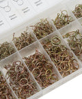 Heavy Duty Fuel Line Clip Set with 420 manganese steel spring wire clips for 5mm to 14mm hoses in plastic storage box
