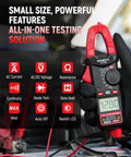 5 in 1 Digital Clamp Meter With Auto Ranging, 400A AC Current, 600V AC DC Voltage, Resistance, Continuity And Diode Testing, 2000 Count Resolution, Portable Pocket Sized Multimeter For Pros And DIY, red clamp meter