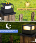 4 Pack Solar Post Cap Lights For 4x4 5x5 6x6 Fence Posts, 20 Lumen Warm White Waterproof LED Landscape Lighting on wood post
