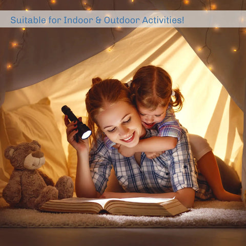 Woman and child reading under a tent using Three In One LED Lantern For Camping And Emergencies Ultra Compact And Lightweight Light flashlight mode.