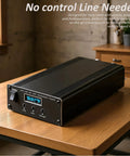 Wideband 1.8 To 50 MHz Antenna Tuner for Ham Radios and Field Ops, 200W auto shortwave tuner with OLED display on wooden table