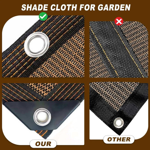 Close-up of 80 Percent Shade Cloth With Metal Grommets And Reinforced Edges For Outdoor Patios Carports And Greenhouses 10x12 Ft Sun Shade Netting