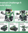 Totally Fun 727-Piece 5in1 Robot Car Kit With Remote Control For Kids Aged 8 To 14 - STEM Coding Robotics Toy models overview.