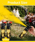 Vibrant Yellow Smoke Bomb Powder Cannon For Gender Reveal Parties And Baby Showers Super Hype For Making Epic Photo Moments Safe Trigger Pull Ready Two Pack with hand-held cannons and yellow smoke.