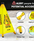 Built Tough Wet Floor Signs 3 Pack Pop Up Slippery When Wet Caution Stand With Wall Mount Holder 20 Inch Waterproof Poly Fabric detailed view