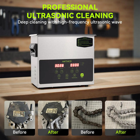 Workhorse Commercial Ultrasonic Cleaner With Heating And Degas Mode Delivers Quiet Efficiency Effortlessly Scrubs dirt from jewelry and parts.