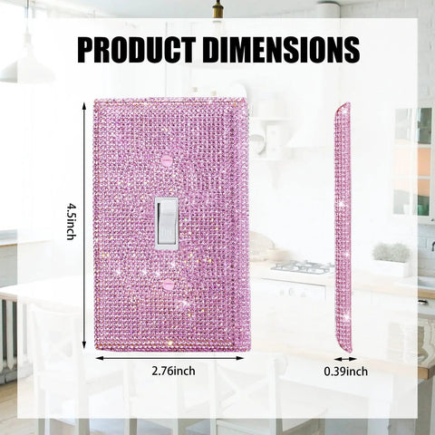 Pink Rhinestone Wall Plate Light Switch Cover for Single Toggle, Blinged Out Decorative Outlet Plate, 2.75 x 4.5 Inches