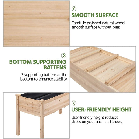 Two Piece Raised Garden Bed Set With Legged Planter Boxes, 48x24x30in Elevated Wooden Horticulture Beds For Backyard, Patio Or Balcony, Durable Fir Wood, with smooth surface, supporting battens, user-friendly height.