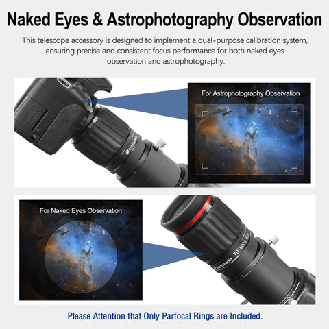 2 Inch Telescope Eyepiece Parfocal Rings Set Of Two All Aluminum Universal Eyepiece Rings for astrophotography and observation