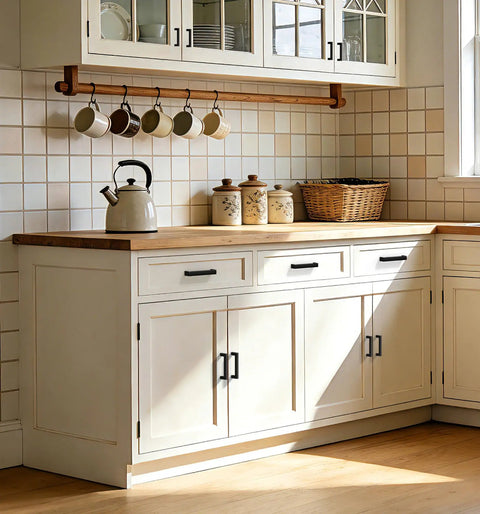 Kitchen with cabinets featuring 20 Pack 3 Inch Hole Center Kitchen Cabinet Handles, Solid Zinc Alloy Square Drawer Pulls in Matte Black