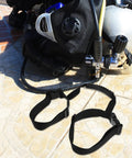 Adjustable Scuba Tank Hose Retainer Band With Handle Portable Diving Bottle Carrier Strap for Water Sports on tiled surface