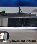Clamp On 48 Inch Desk Skirt With Dual Top Cable Slots For Hidden Cable Management And A Cleaner Private Workspace mesh pockets