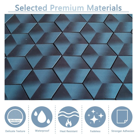 DIY Friendly Peel And Stick Backsplash Tiles Set For Kitchen And Bathroom 10 Piece PVC Marble Self Adhesive Tiles In Blue Easy To Clean