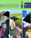 Hands Free Dumpster Lid Prop 3 Pack Skip The Stink And Keep Your Trash And Recycling Bins Sanitary With Zero Grip Hassle For Plastic Lids in use to open tall dumpster lids.