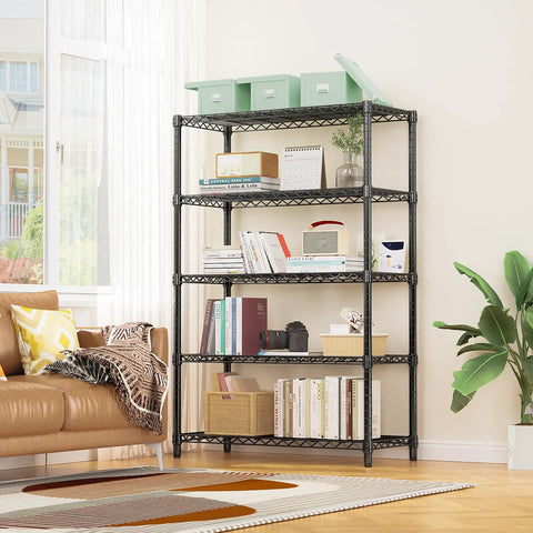 Heavy Duty 5-Tier Steel Storage Shelving Unit With 1750 Lb Capacity Wire Organizer Rack For Home Kitchen Garage And Office, 17.7 Inches Deep By 47.2 Inches Wide By 72.3 Inches High, Adjustable Shelves in living room