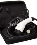 Straight Up Heavy Duty Level 1 Plus 2 EV Charger With 25 Ft Cable 16 Amp 120 To 240 Volt Nema 6 20 Plug Universal Vehicle Charging Station in a black carrying case.
