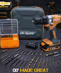 18V Cordless Drill Kit With Battery And Charger, 58 Piece Driver Bit Set For Wood Metal And Concrete in Carrying Case