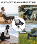 Ultra Lightweight Backpack Chair With 5 Second Folding in use at beach and campsite, compact and easy to carry for outdoor adventures