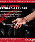 Heavy Duty Adjustable Pry Bar Extending 14 To 19 Inches With Multiple Angle Locking Design Tough As Nails Steel Build, in use for automotive work.