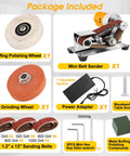 Contents of Mini Belt Sander For Knife Making With 15 Degree Angle, Electric Bench Belt Sander, 7 Adjustable Speed Kit