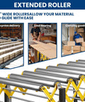 Heavy Duty Adjustable Roller Conveyor With Expandable Flex Deck And Smooth Glide Wheels Built Tough 660 Lb Capacity for easy material gliding.