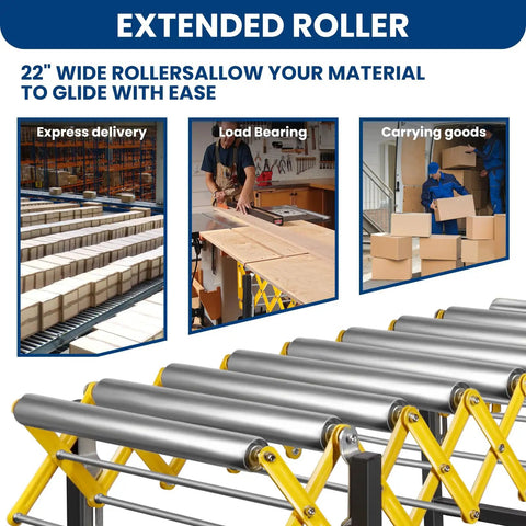 Heavy Duty Adjustable Roller Conveyor With Expandable Flex Deck And Smooth Glide Wheels Built Tough 660 Lb Capacity for easy material gliding.