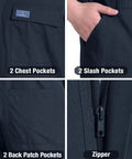 Men's Short Sleeve Coveralls For The Daily Grind, Lightweight Twill Mechanic Jumpsuit With Cargo Pockets, showing pockets and zipper details.