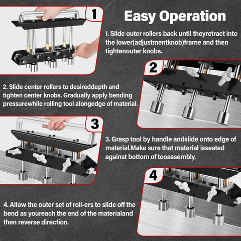 Instructions for operating 3-Station Edge Roller Bender For Metal Roofing And Sheet Metal 0 To 90 Degree Bends, manual steps