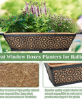 Heavy Duty 24 Inch Metal Planter Boxes For Windowsill And Balcony Railings With Coco Coir Liners 2 Pack Rustproof Powder Coated Finish