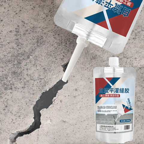 Heavy Hitter Concrete Crack Filler And Fast Cure Grouting Adhesive For Quick Masonry Patch with nozzle applying it to a crack.