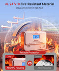 Compact Carbon Monoxide Detector With Bright Digital Display And UL Certification For Hassle Free Setup on fire-resistant material background.