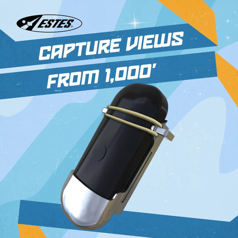 Universal Hd Rocket Camera And Solid Mount For Straight Fire Launch Footage Compact Payload Holder For Model Rocket Kits, sleek black design.