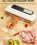 Sealed vacuum bags with meat and vegetables using 11 Inch By 150 Foot Food Vacuum Seal Roll With Cutter Dispenser For Any Vacuum Sealer Pro Grade BPA Free Bags Great For Storage Meal Prep Sous Vide And Everyday Kitchen Tasks