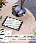 Set Of 2 Industrial Wireless Charging Desk Lamps With 3 Way Touch Control Dimmable Lighting USB Port on wooden table