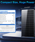 Heavy Duty 200 Watt Bifacial Solar Panel 2 Piece Bundle 12V N Type attached with specs displayed on a dark background.
