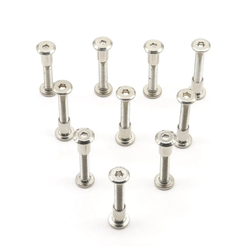 10 Pack M6 X 35 Millimeter Countersunk Hex Head Socket Cap Bolts Smooth Silver Nickel Plated for furniture hardware.