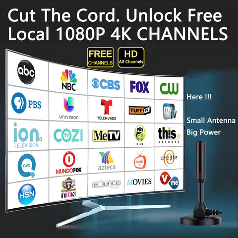 Indoor TV Antenna With Amplifier For Crazy Long Range Reception HD Digital Antenna For Smart TVs Grabs Local Channels In 4K 1080p