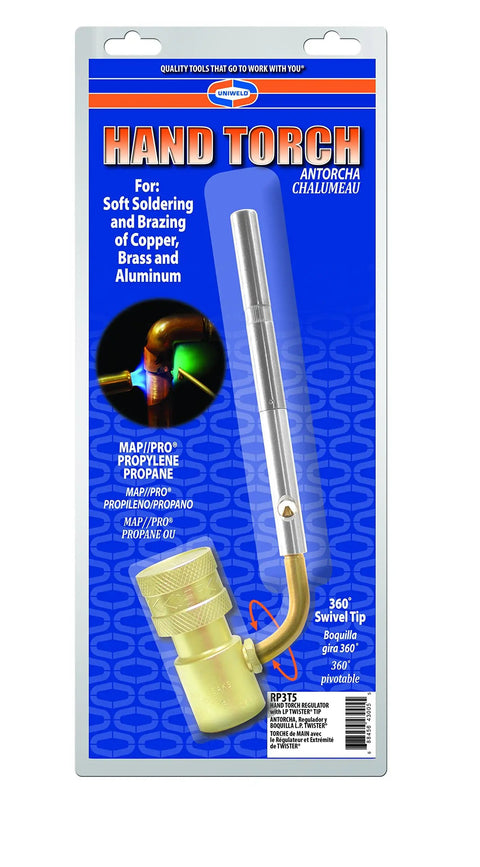 Packaging of Hand Torch With UT5 LP Twister Tip For Small Jobs, Propane or MAP Pro compatible, ideal for soldering projects