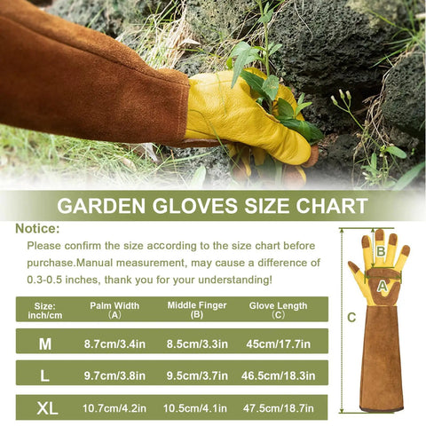 Long Cowhide Leather Gardening Gloves For Women And Men, Thorn Proof Rose Pruning Gloves, breathable durable yard gloves in use, XL