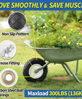 Hella Tough Flat Free Solid Wheelbarrow Tire And Wheel Combo 4.80/4.00-8 Inch close-up showing non-slip pattern and grease fitting.