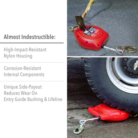 Falcon 30-Foot Self Retracting Galvanized Wire Lifeline With Swivel Carabiner And Snap Hook Red MP30G-Z7/30FT under tire