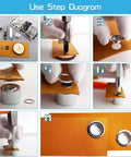 Step-by-step instructions for Heavy Duty Grommet Kit One Half Inch Grommets and Eyelets Set 100 Pieces with 3 Leather Punch Tools
