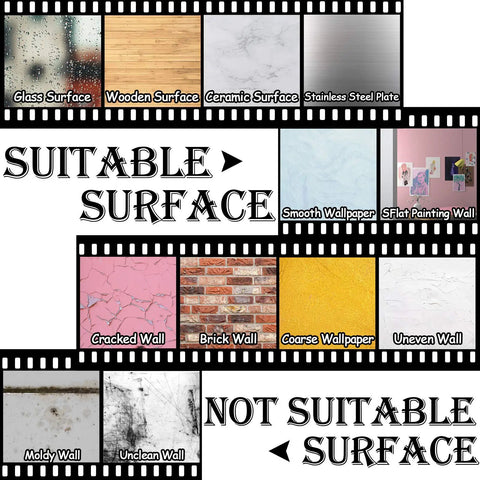 Suitable and not suitable surfaces for Two Pack Bathroom Wall Decals Peel And Stick Vinyl Quotes Soak Relax Enjoy Toilet Rules Decor
