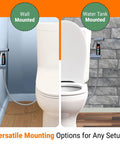 Hot And Cold Bidet Sprayer With Thermal Grip For Toilet Use mounted on wall and toilet tank
