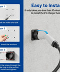 Step-by-step guide for installing Built Tough SAE J1772 EV Charger Holder And Nozzle Holster Dock on a wall.