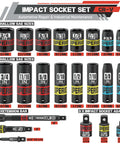 Knockout 50 Piece Impact Socket Set With 3/8 Inch Drive Sae And Metric Sizes Featuring Deep And Shallow Chrome Vanadium Sockets