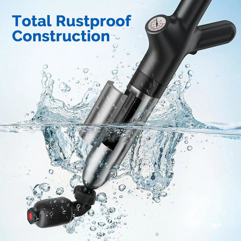 Heavy Duty High Pressure Toilet Plunger Wipes Out Bathroom Blockages Straight Up Effortlessly with water splashes, rustproof stainless steel.